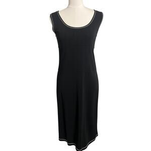 DKNY Shift Dress 90s Y2K Small Black Sleeveless Office Siren Midi Stretch